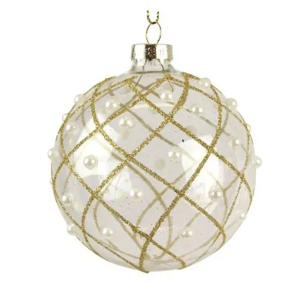 Clear Ball with with gold glitter and pearl detail