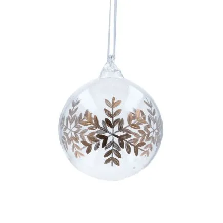 Clear Glass Ball with Gold Etching