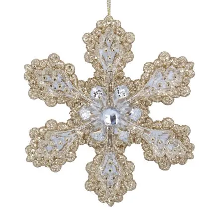 Gold acrylic snowflake diamante finish