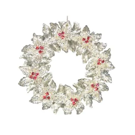 Gisela Graham 13cm SilverWreath with Berries