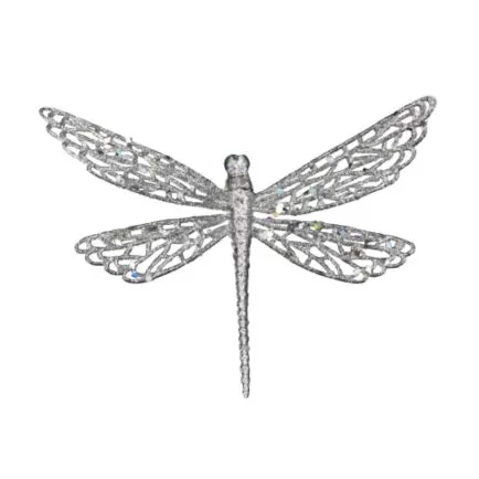 Gisela Graham Silver Glitter Dragonfly Clip