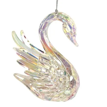 Rainbow Iridescent  Acrylic Swan