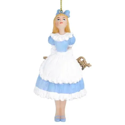 Resin Blue & White Alice with Key Decoration