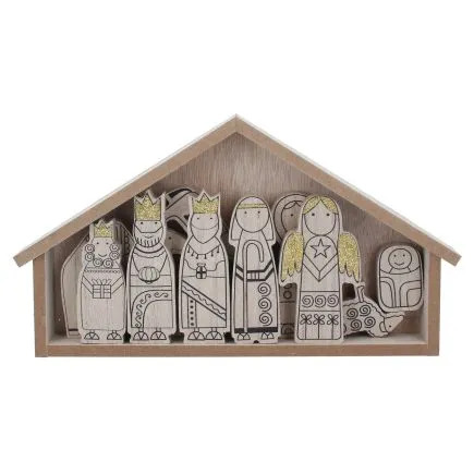 Natural Wood Nativity Scene