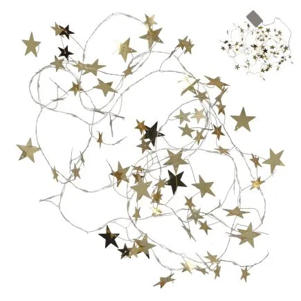 Silver Metal Stars Light Garland