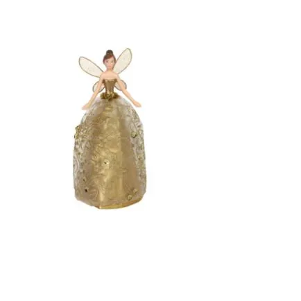 Gisela Graham Gold Glitter Fabric and Resin Tree Top Fairy
