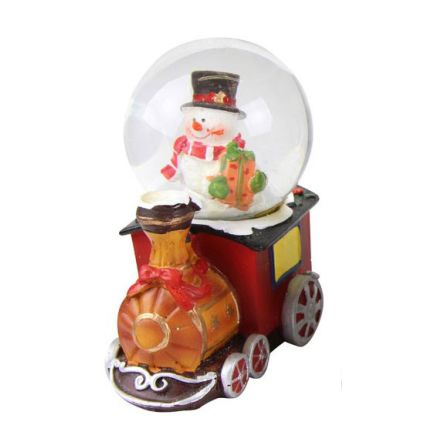 Enchanting Mini Snowman Train Snow Dome