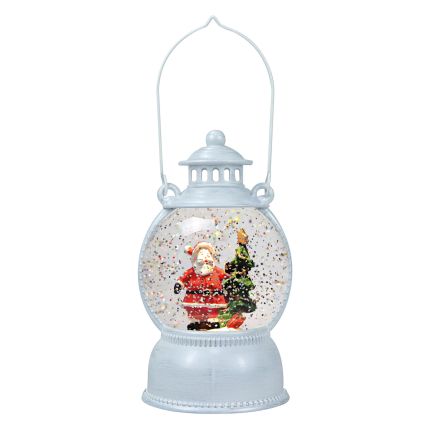 White Lantern Spinner With Father Christmas & Christmas Tree