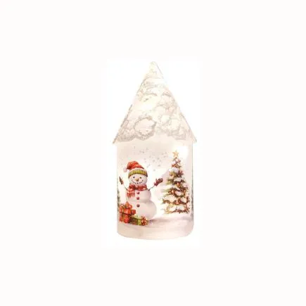 Snowman with Tree Light Up Glass House