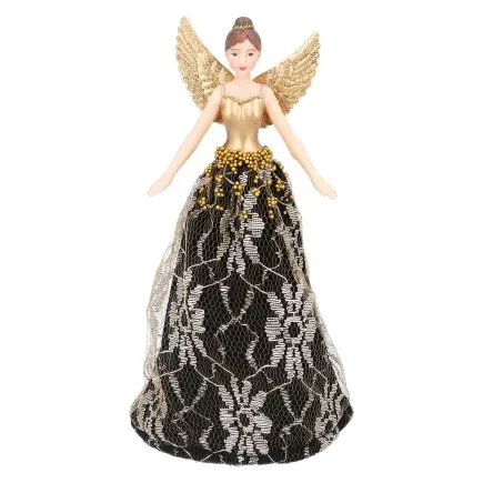 Gold Lace and Black Velvet Resin Fairy Tree Topper Large