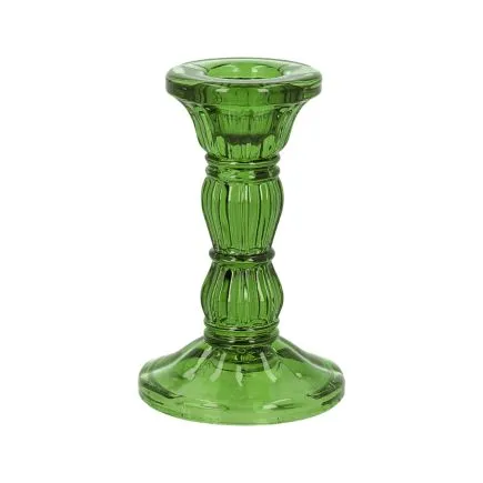 Green Glass Dinner Candle Holder