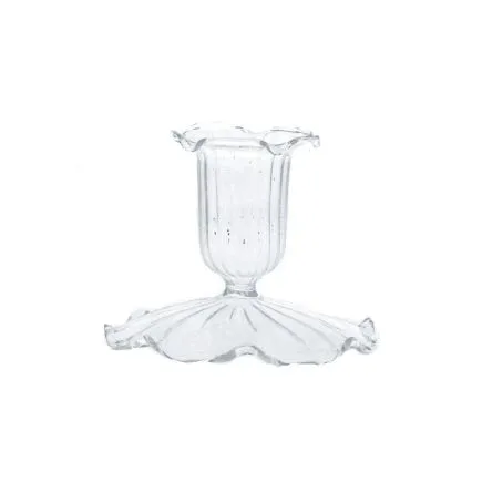 Clear Glass Short Candle Holder