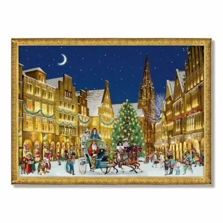 Village Square at Christmas Time, Victorian Christmas Advent Calendar Cards