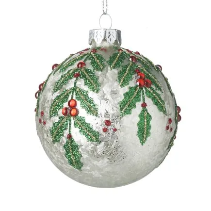 Holly Leaf Glass Bauble