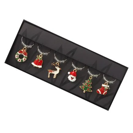 Cute Christmas Characters Wine Charm Set