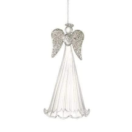 Tall Glass Angel With Silvery