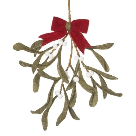 Mistletoe Felt Hanger with Red Ribbon