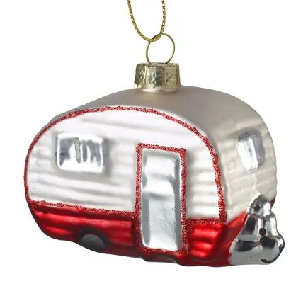 Red and Silver Caravan Glass Bauble