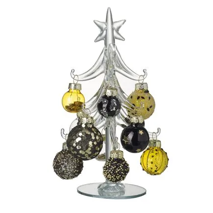 Black and Gold Glass Decs on Tree