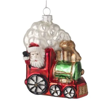 Glass Hanging Santa on Train