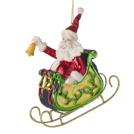 Glass Santa in Sleigh Decoration