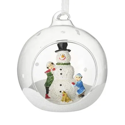 Snowman Scene Glass bauble