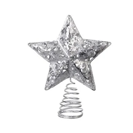 Metal Silver Star Tree Topper