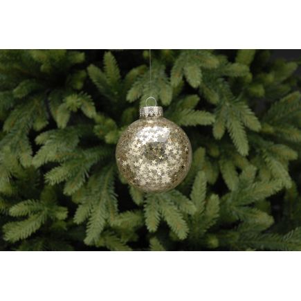 8cm clear glass ball with gold stars inside