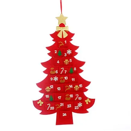 Red Fabric Tree Shaped Advent Calendar