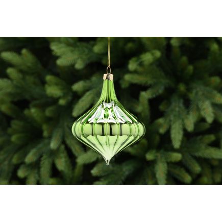 Shiny Green Glass Onion Drop 11cm