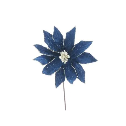 Navy Blue & Champagne Gold Elegant Poinsettia Pick