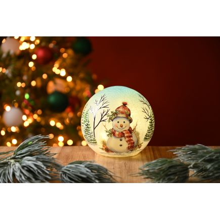 Snowman Winter Scene Light Up Crackle Ball