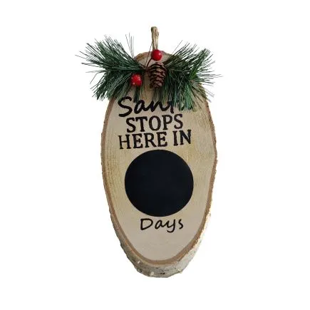 Wooden Chalkboard Santa Stops Here Countdown