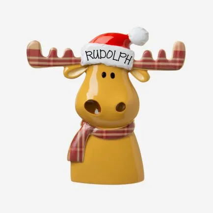 Reindeer with Plaid Antlers Personalising Decoration