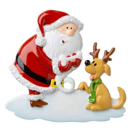 Santa with Dog and Bone Personalising Ornament