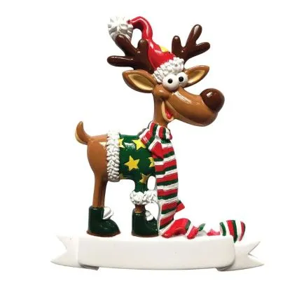 Goofy Reindeer Personalising Ornament