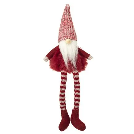 Red Gonk In Knitted Hat with Stripey Legs