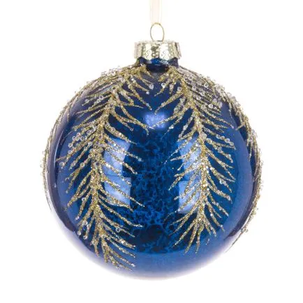 Royal Blue and Champagne Gold Glass Bauble