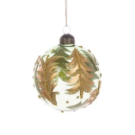 Green and Gold beaded Leaf Bauble