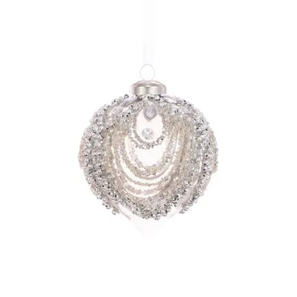 Clear Glass, Silver and Diamante Bauble