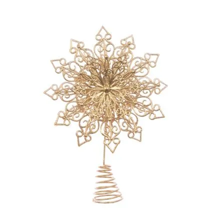 Gold Metallic Snowflake Tree Topper