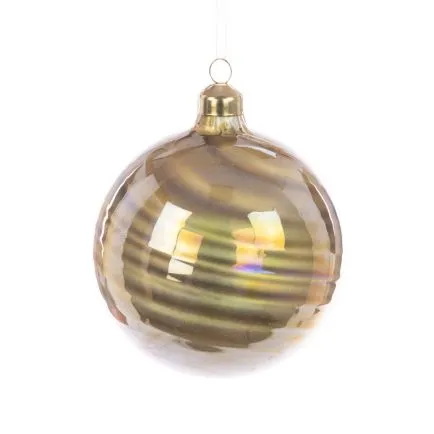 Gold Glass Swirl Ridged Bauble