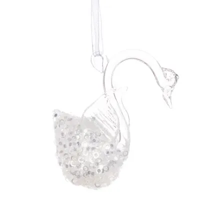 Glass Swan Hanging Ornament