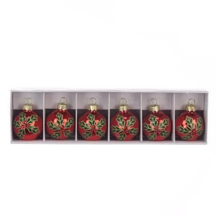 GLASS Holly Place Holder 6pcs