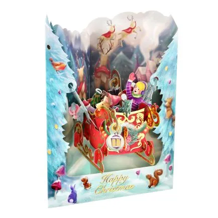 Sleigh 3D Christmas Swing Card