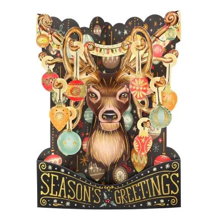 Reindeer Seasons 3D Greetings Christmas Swing Card