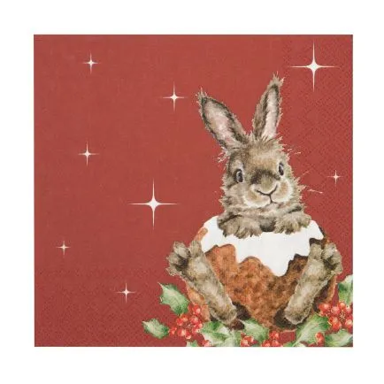 Merry Little Christmas Wrendale Rabbit Lunch Napkin