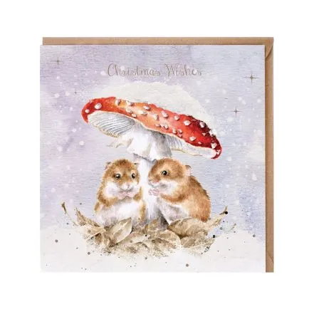 Mushroom at the Inn' Wrendale Mice Christmas Card