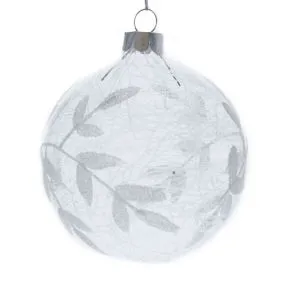 Clear Glass Ball w Glass Shreds/Silver Leaves
