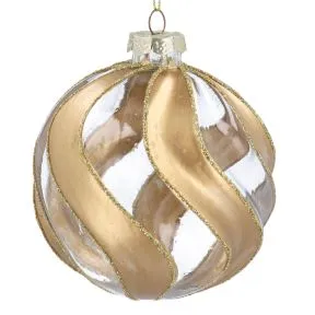 Clear Glass Ball with Gold Swirl